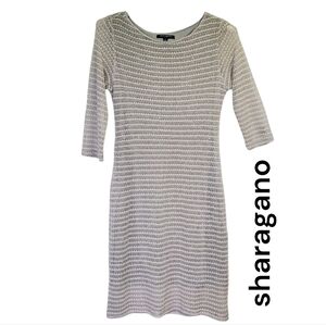 Sharagano Women's Midi Dress Cut Out Sequins 3/4 Slv Size14